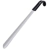FootFitter Premium Long Stainless Steel Shoe Horn, 1.8mm Extra Thick, Leather Grip Handle for Easy Shoe Entry & Durability
