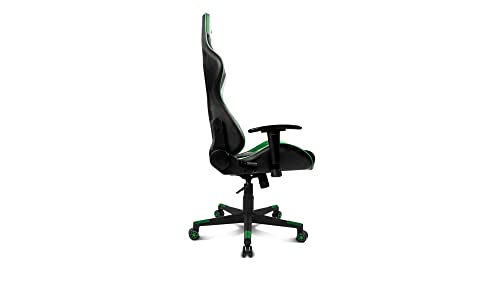 DR175GREEN - Sedia da gioco professionale, similpelle, braccioli regolabili 2D, pistone classe 4, girevole, meccanismo a farfalla, cuscino lombare e cervicale, nero/bianco/verde - Sedia gaming - Immagine 4