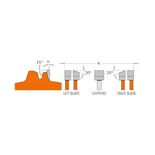 CMT 230.324.08 Precision Locked Dado Pro Set with Interlocking Chipper Design for Splinter-Free Flat Bottom Grooves - 8" Diameter, 24 Teeth, 5/8" Arbor by CMT ORANGE TOOLS - Image 4