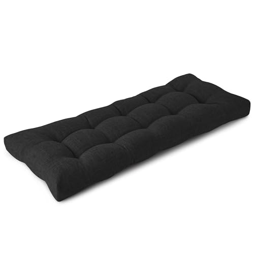 FlyGulls Bench Cushion for Indoor Furniture Soft Bench Seat Cushion for Dining, Piano Benches and Window Seats Tufted Chair Pads with Non-Slip Backing 42"X17"X3"/106X43X8 cm (1, Black)