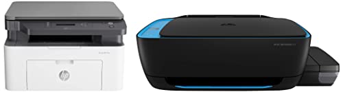 Image of HP Laserjet 136a Laser Monochrome Print, Scan, Copy with USB Connectivity, Compact Design & Ink Tank 419 Wi-Fi Color Printer with 1 Additional Black Ink Bottle in The Box; Print, Scan