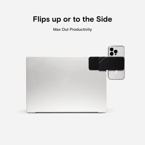 MOFT Magnetic Laptop iPhone Holder, Slim Foldable Adjustable Phone Monitor Side Mount for Laptop, Portable Computer Expansion Bracket (Black)