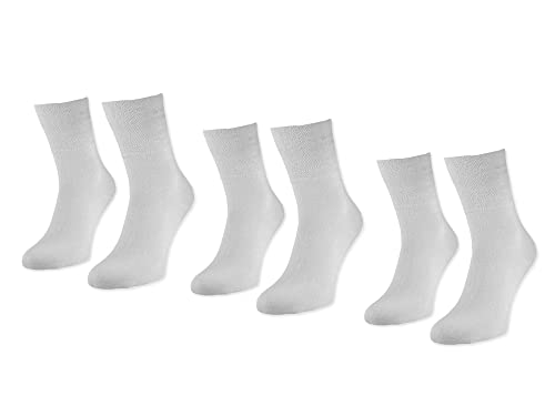 Vitopia 6 pares de calcetines para diabéticos para mujer | Cintura extra ancha sin impresión de goma | Calcetines de salud aptos para las venas, 6 blancos, 39-42 Große Größen