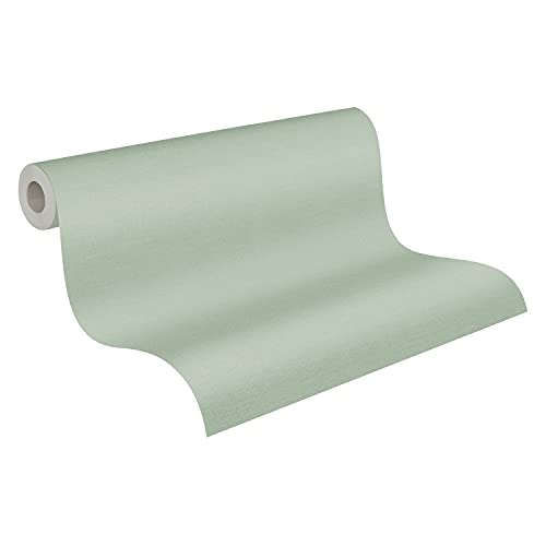 A.S. Création Plain Wallpaper Cuba Non-Woven 10.05 m x 0.53 m Green Made in Germany 371788 37178-8, 53 x 1005 cm