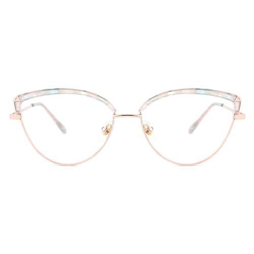 Image of Zeelool Cat Eye Blue Light Blocking Glasses Metal Frame for Women ZJGX672183-05B Flower