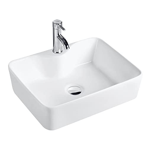 Rectangle Cloakroom Basin Modern Bathroom Sink Countertop Large Hand Washing Bowl Cloakroom Vanity Surface Mounted Ceramic 480 × 375 × 130mm