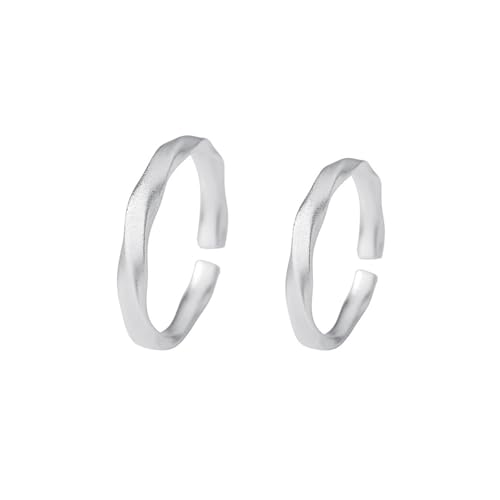 Bague de mariage couple en argent pur 999 symbole d'amour aux lignes givrées épurées