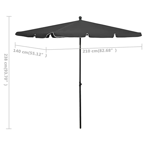 Parasol de jardin 210x140 cm robuste inclinable en polyester sable - 6