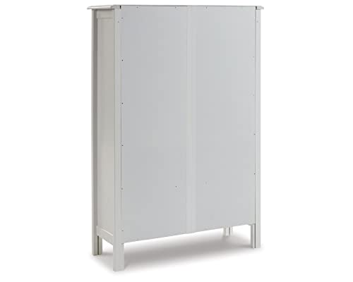 Signature Design By Ashley Miranda Farmhouse Adjustable Accent Cabinet Or Wardrobe With Glass Doors, White #TOP1