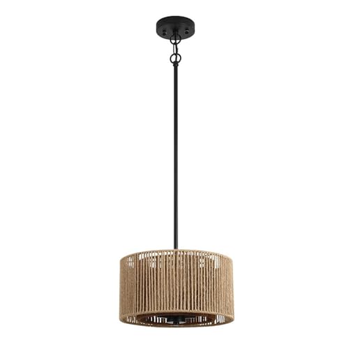 Lustre bohème en corde de chanvre tissée main pour salon et chambre