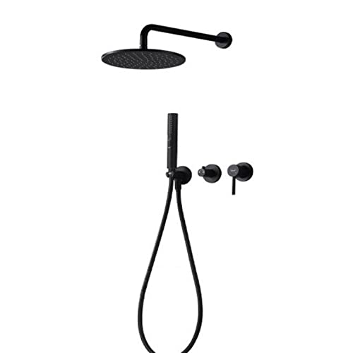 LISHEUK Juego de Mezclador de Ducha Empotrado de 10 Pulgadas con Cabezal de Ducha Redondo Tipo Lluvia para Montaje en Pared