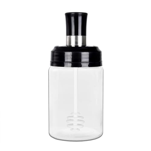 pipisweet 3 tarros de vidrio para condimentos con cuchara, tarros de especias, azúcar, sal, pimienta, aceite, miel, recipiente de sellado de cocina (palito de abeja)