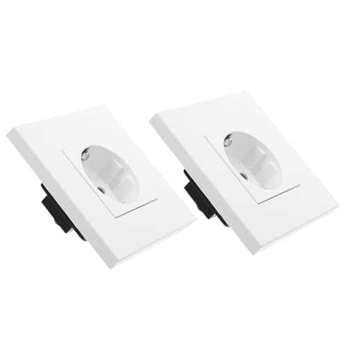 Veemoon 2 Piezas Euro Plug Socket Flush Mount Outlet Panel European Standard Recessed Wall Socket For Home Apartment Hotel Office Installation