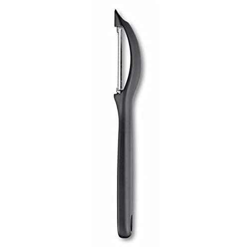 Victorinox Éplucheur Universel, pour Fruits et Légumes, Extra Tranchant, Tranchant Denté, Double Tranchant, Manche Ergonomique, Noir