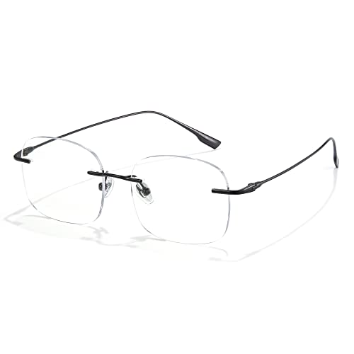 Cyxus 8124T01 Titanium Blue Light Glasses For Men Frameless Rimless Glasses Computer Glasses Uv Protection Eyeglasses cover