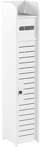 AOJEZOR Toilet Paper Holder Stand: Small Bathroom Storage Cabinet for Small Spaces,White