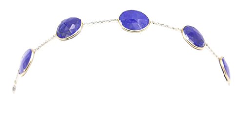 Sophia Fine Jewelry Lapis Gemstones 7 3/4" Bracelet,14k White Gold Cable Chain & Lobster Lock4