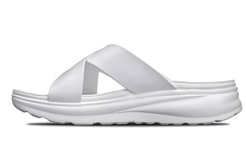 Image of CALTO Men's Invisible Height Increasing Elevator Shoes - White /Matte White Ultra Light-weight Slip-on Comfort Sandals - 2 Inches Taller - X1653 - Size 8 D(M) US