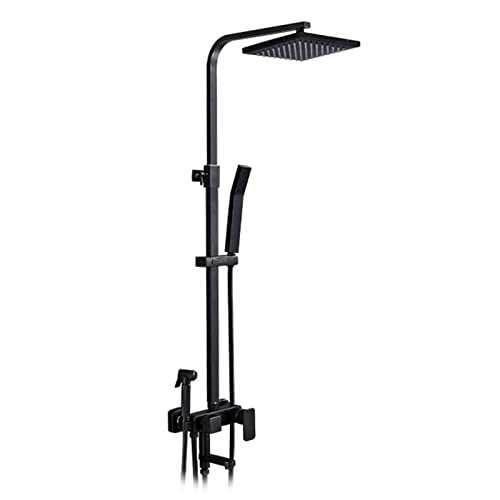 JESMVLPUTD Juego de Grifo de Ducha de baño de latón Negro, Accesorio de Ducha, Cabezal de Ducha Tipo Lluvia, Ducha de Mano, Mezclador de Lluvia Combinado
