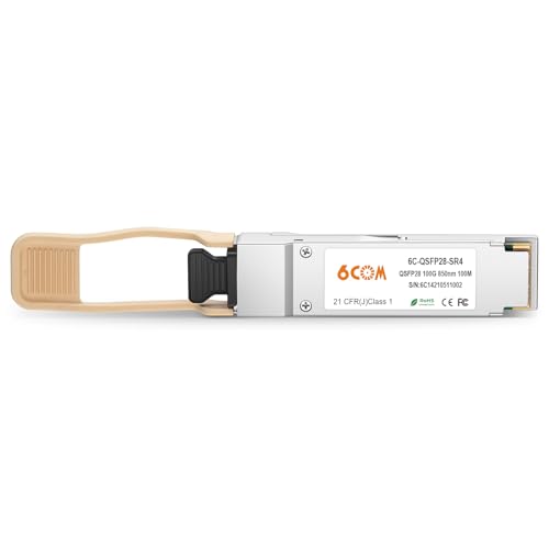 Image of 6COMGIGA 100GBASE-SR4 QSFP28 850nm 100m DDM MMF Transceiver, 100 Gigabit QSFP28 MPO Multi-Mode Module Compatible with Cisco QSFP-100G-SR4-S