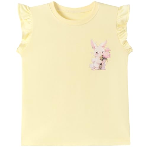 Image of Toddler Girls Bunny T-Shirt Cotton Baby Short Sleeve Easter Outfits Rabbit Shirts Soft Summer Casual Tee Tops