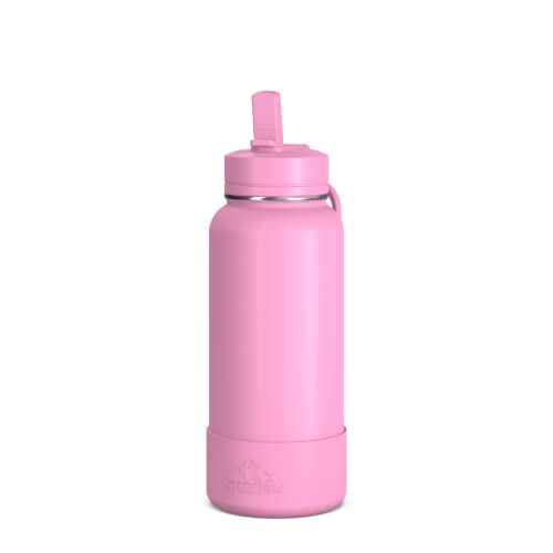 Hydrapeak 32Oz Insulated Water Bottle W/Straw Lid, 32Oz Metal Water Bottle Keeps Cold For 24Hrs, Insulated Water Bottle 32 Oz, Stainless Steel Water Bottle With Straw, Matching Boot (Bubblegum) #TOP9