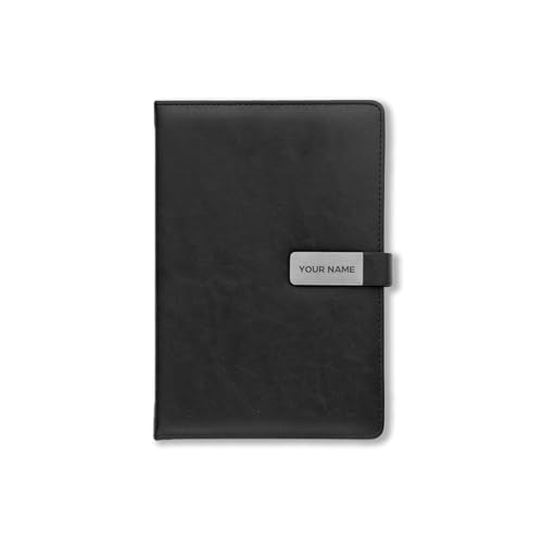 Image of Personalized Executive Leather Notebook with Name Plate | Premium Black Diary for Office, Business & Gifting | Custom Name Journal Planner | Stylish Corporate Gift for Men & Women
