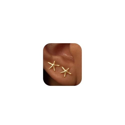 JOOTUEPO d'oreilles étoile de Mer d'or pour les femmes,Boucles d'oreille étoile de mer, Bijoux d'été Boucle d oreille Plage Thème d'été, bijoux fille pour...