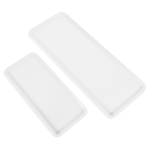 CONGARTENO 2 Pezzi Vassoio da Bagno Bianco Piatti per Cosmetici e Gioielli Organizer per Vanity e Design Antiscivolo e Facile da Accessorio Decorativo per Bagno e Casa