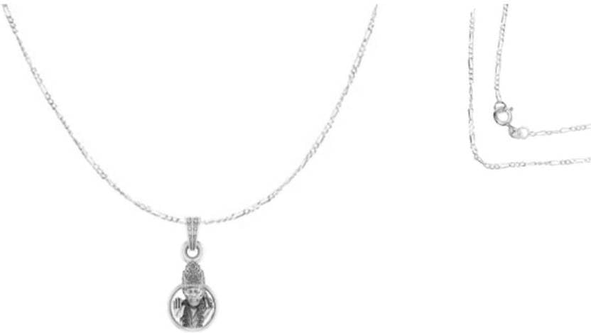 Pendentif en argent sterling 925 Shree Sai Baba Ji petit modele maille Figaro