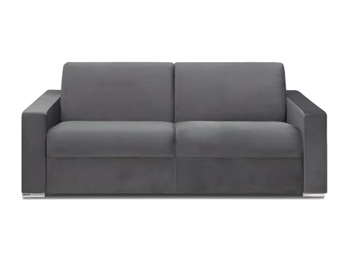 Vente-unique-Schlafsofa mit Matratze 4-Sitzer Samt - Anthrazit - Liegefläche: 160 cm - Matratzenhöhe: 16 cm mit Memory Schaum - CALITO