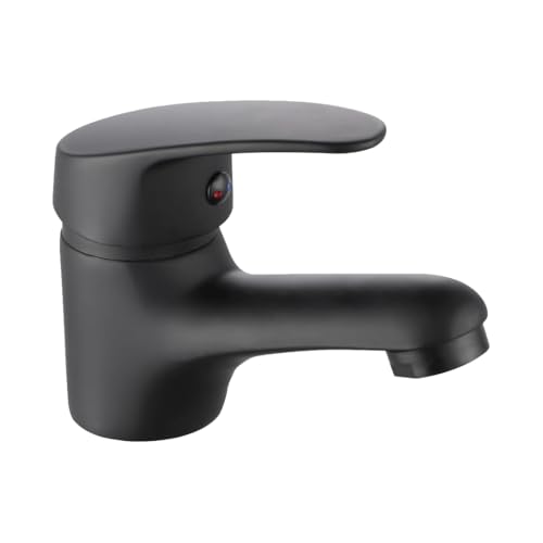 INGUZ | Grifo Lavabo Negro | Monomando Mezclador de Agua Fría y Caliente | Con Aireador, Ahorro de Agua, Fácil Instalación | Grifo Negro Baño | Grifería para Lavabo | Grifo de Lavabo