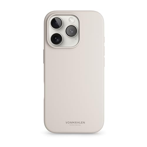 Coque silicone iPhone 16 Pro crème évite les rayures d'écran et caméra