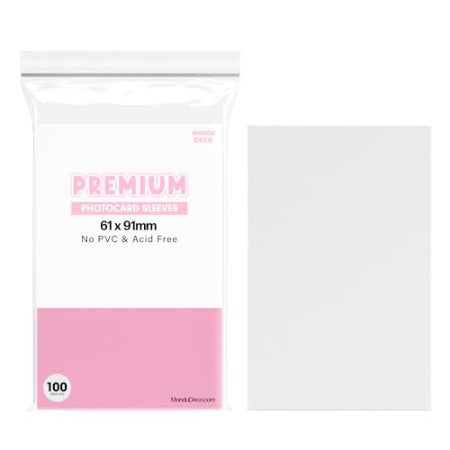 Mandu Deco Kpop Photocard Sleeves Clear Polypropylene Card Protector for Albums Photocards PVC Free and Acid Free 100 Sleeves per Pack (61x91mm for Double sleeving)