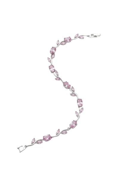Generic Women's Gold Plated Floral Charm Bracelet Pink - Image 1
