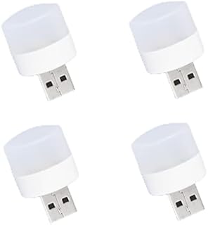 4PCS Mini USB Night Light Small Plug in LED Nursery Lamp Car Ambience Light Portable Bedside Lamp Plug in LED Night Light for Breastfeeding Dimmable Nursery Lamp(White Light)