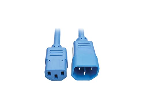 Tripp Lite Standard Computer Power Extension Cord, 10A, 18 AWG (IEC-320-C14 to IEC-320-C13), Blue, 2 ft. (P004-002-ABL)
