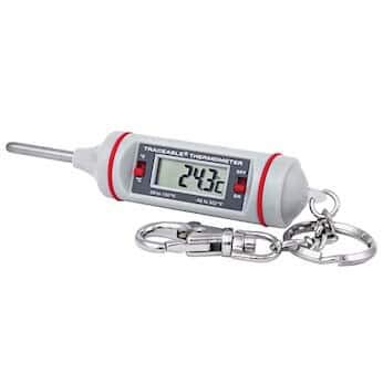 Traceable Digital Pocket Thermometer with Calibration, 302°F; Mini Key Chain