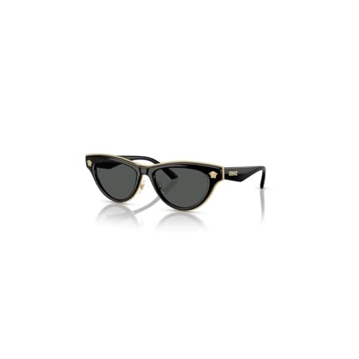 Versace Óculos de sol femininos armação preta, lentes cinza escuro, 52 mm