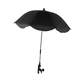 MenolanaStroller Umbrella, Beach Chair Parasols with Adjustable Clamp ,Portable Outdoor Umbrella,Sun Protection Waterproof 360°Adjustable for Camping Fishing Backyard Garden Patio Deck Golf Carts Wheelchairs, Black