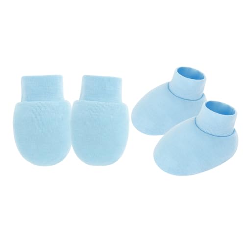 Asukohu Neonato Anti Scratch Muffole E Calzini Set Solido Colore Cotone Bambino Mano & Piedi Manicotti Per 0-6 Mesi...