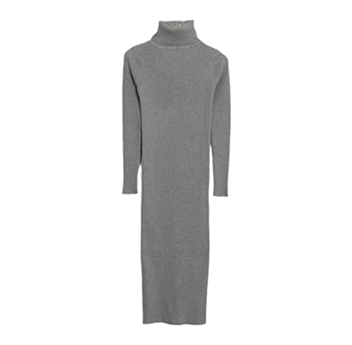Robe pull en tricot de qualité supérieure avec col roulé et coupe genou raffinée