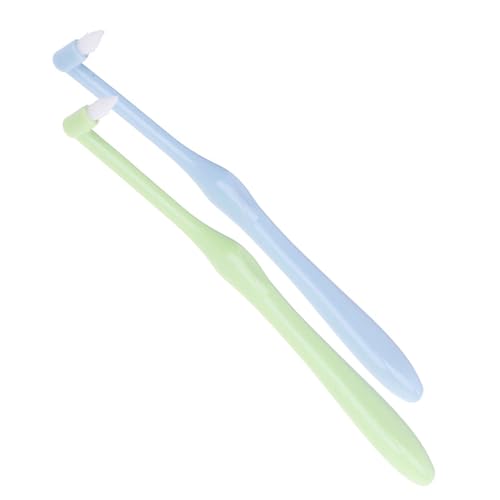 DOMTLTY 2 cepillos de dientes de un solo mechón – Cepillo de dientes suave para aparatos ortopédicos y puentes – Cepillo de dientes ortopédico con un solo mechón para ortodoncia y puentes limpieza