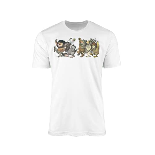 Image of Where The Wild Things are T-Shirt - Story Picture Inspired World Book Day Films Childrens Kids Illustrated Novel Reading Top Tee Clothing Present Gift (White Prime, Large)