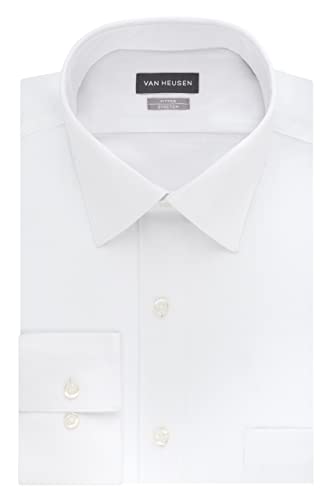 Van Heusen Men's Lux Sateen Fitted Solid Spread Collar Dress Shirt3