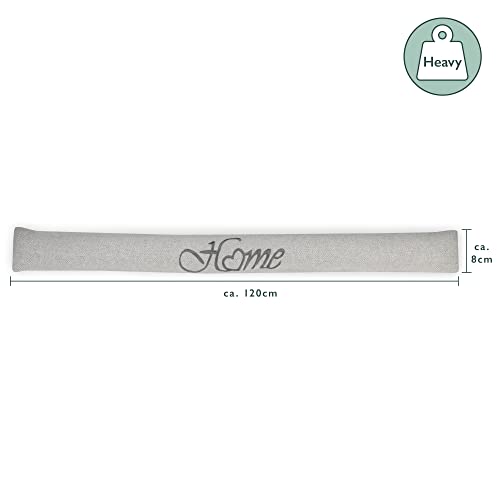 Beautissu Zugluftstopper 120 cm lang Tuuli - 1,2 kg Windstopper als Türvorleger, Haustür Rolle und Kälteschutz Luftstopper - Luftzugstopper Home Zugluft Stopper in Hellgrau