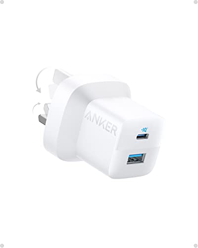 Anker USB C Plug, 323 Charger (33W), 2-Port Compact Charger with Foldable Plug for iPhone 15/15 Pro Max/14/13/12, Pixel, Galaxy, iPad/iPad Mini, and More (Cable Not Included) - White