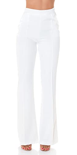 Koucla Uni Business High Waist Stoff Hose mit Schlag und Biesennaht S,...
