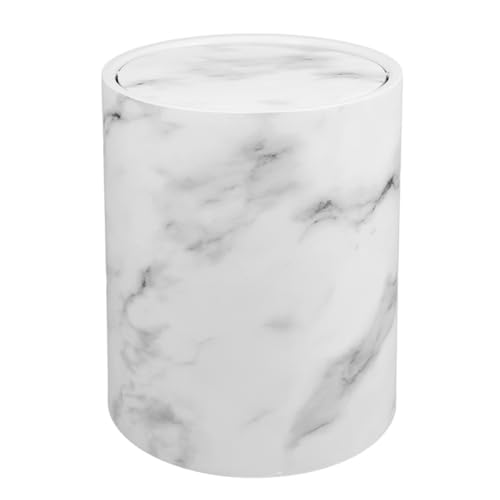 Poubelle de bureau 15L en PP blanc Healvian à motif marbre pour cuisine et salon