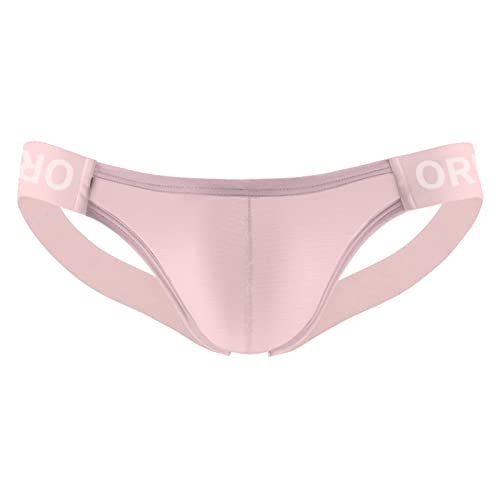 Jockstrap - Tanga de cintura baja para hombre, sexy, transpirable, doble tanga para hombre, talla grande, Rosa., L Corto